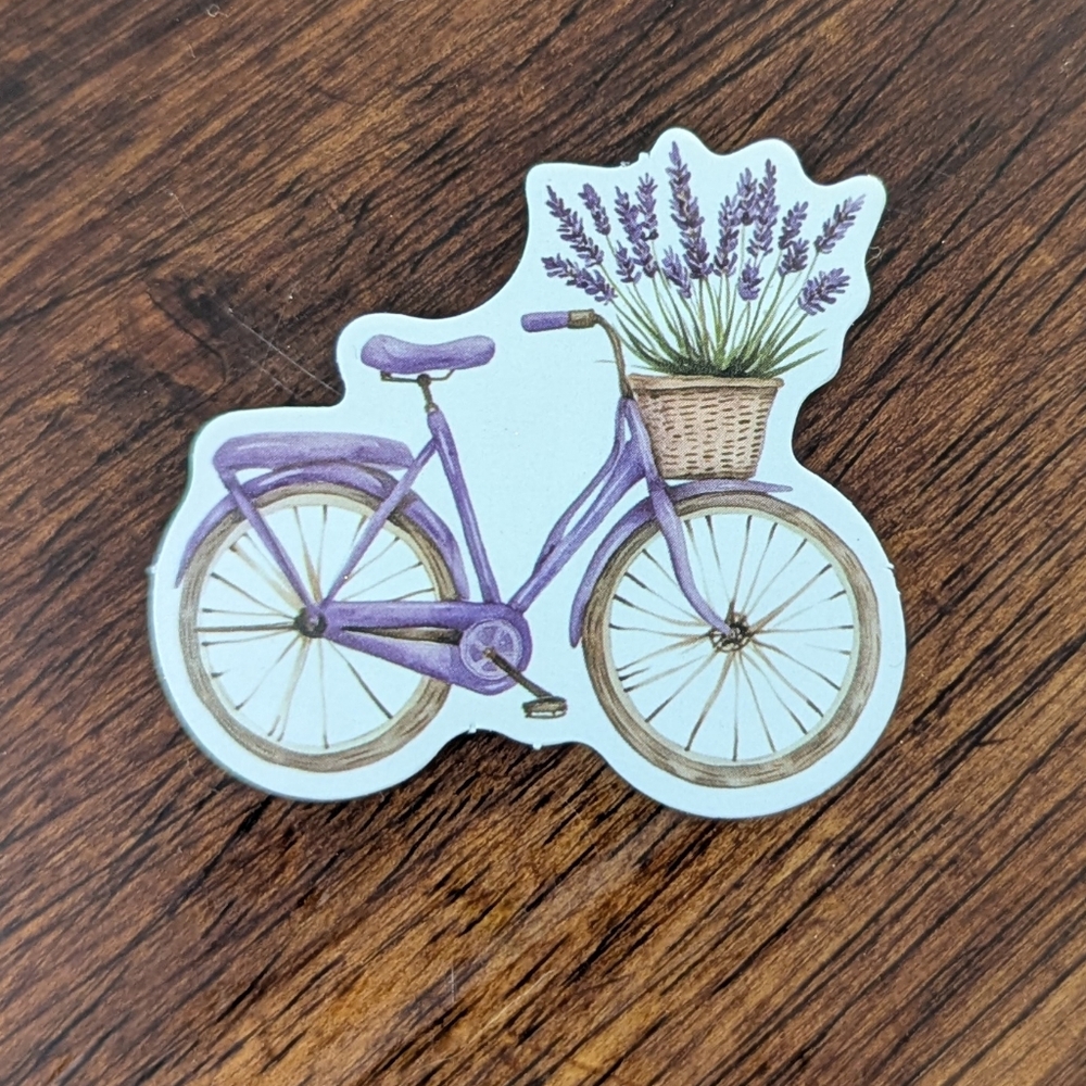 Purple Bicycle Sticker with Lavender Basket